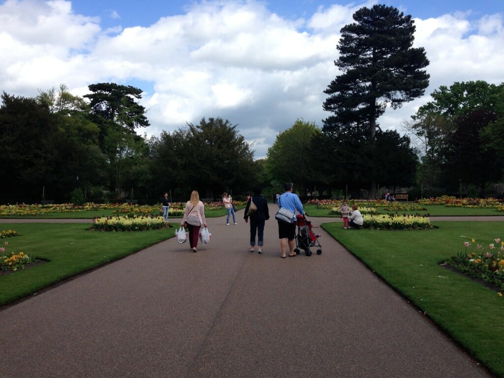 The formal gardens at Abbey Gardens are free and open to the public- whether you arrive on foot or by charter bus